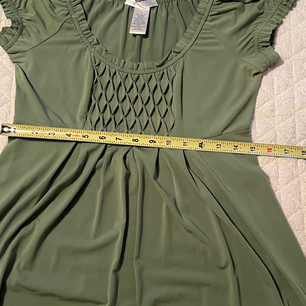 London Times Green Smocked Puff Sleeve Sundress - Picture 8 of 8